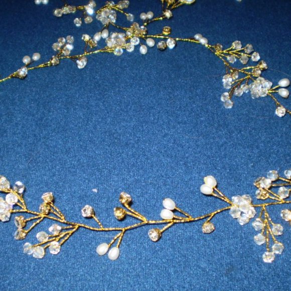 BRIDAL VENUS~GOLD YEAN WEDDING HAIR VINE BRIDAL HEADBAND~NEW IN PACKAGE main image 6